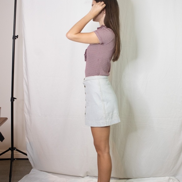 American Apparel women's denim button front skirt - Picture 4 of 8